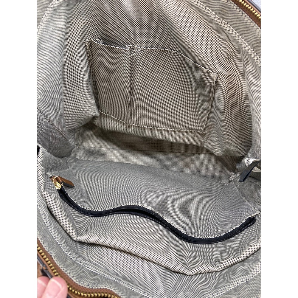 Vince Camuto Tote Bag Purse Genuine Leather Brown Tassel Gold Emblem‎ Shoulder - Picture 10 of 16